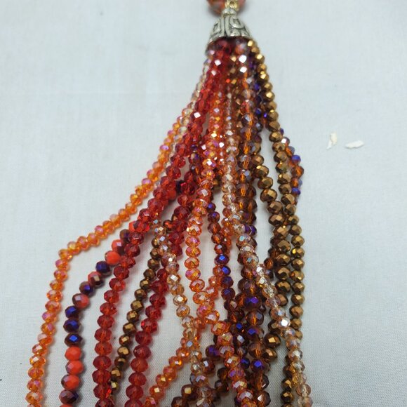 Ali Khan multi row cascade in faceted glass beads with neck/ear set in gift box - Picture 8 of 14